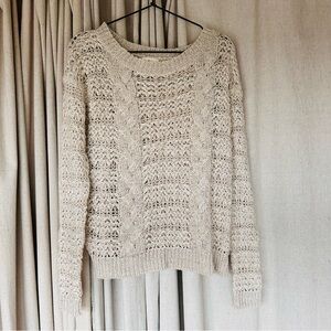 Anthropologie Pins & Neddles Women's Cream Cable Knit Sweater
